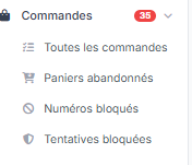 Menu commandes